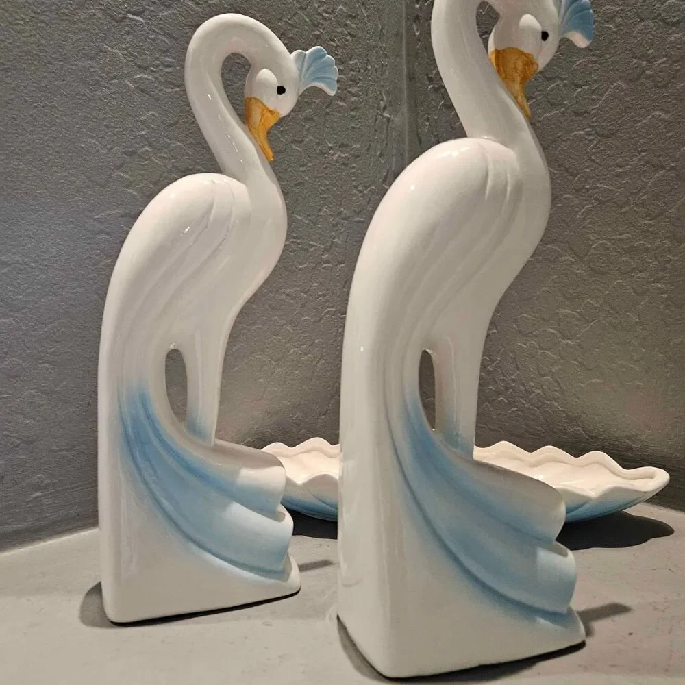 1988 Artmark Console Set Bird of Paradise Set and Vase in Original Box 12